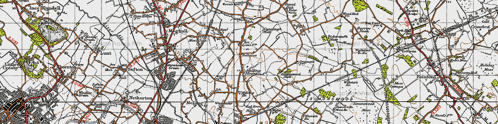 Old map of Melling Mount in 1947