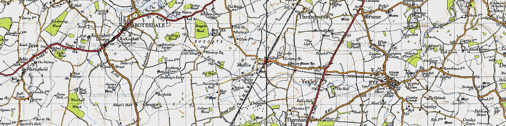 Old map of Mellis Green in 1946