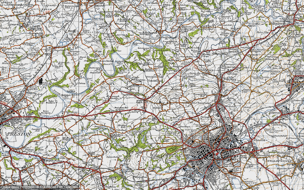 Old Map of Mellor Brook, 1947 in 1947