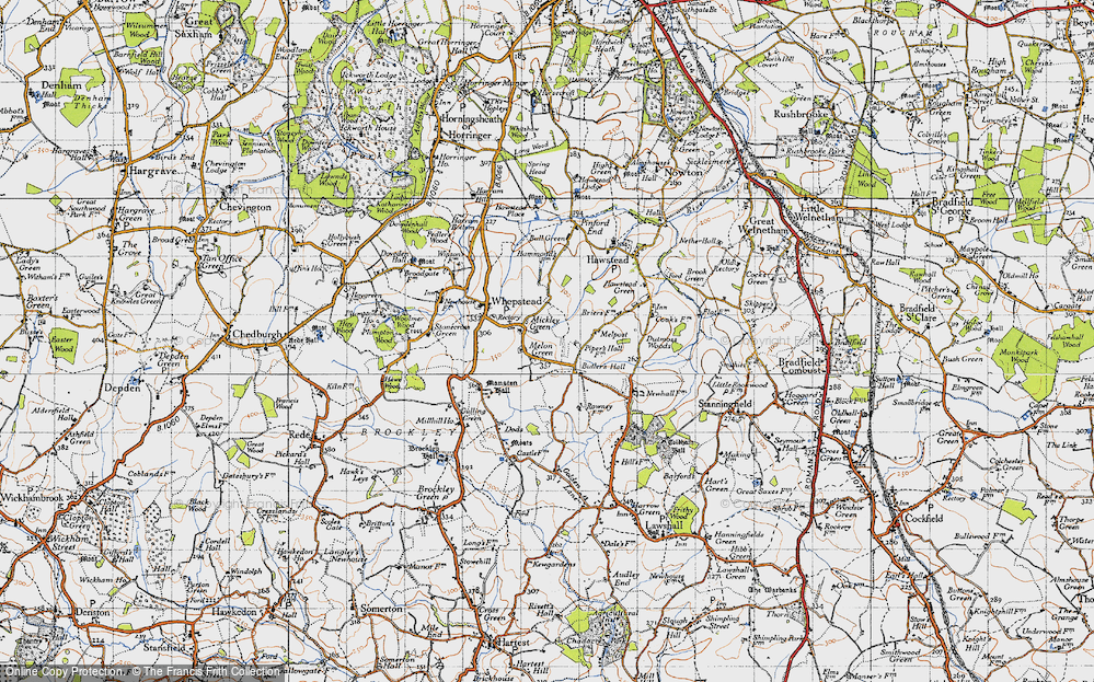 Old Map of Melon Green, 1946 in 1946