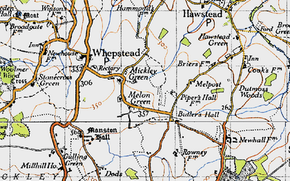 Old map of Melon Green in 1946