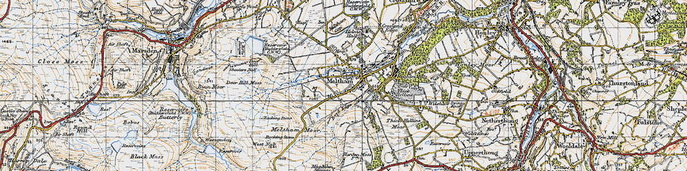Old map of Meltham in 1947