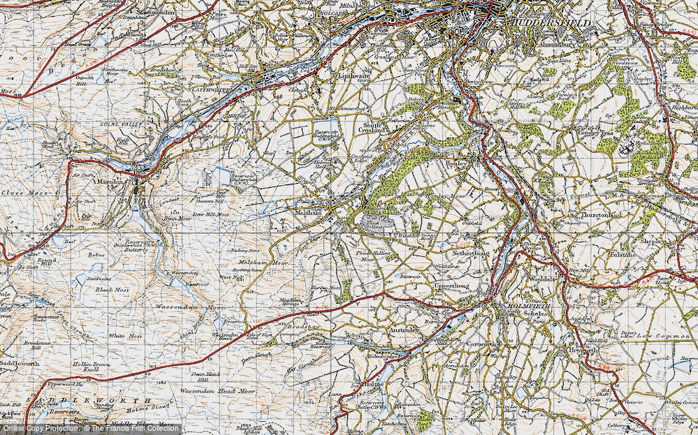 Old Map of Meltham Mills, 1947 in 1947