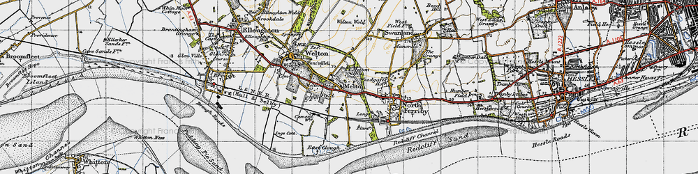 Old map of Melton in 1947