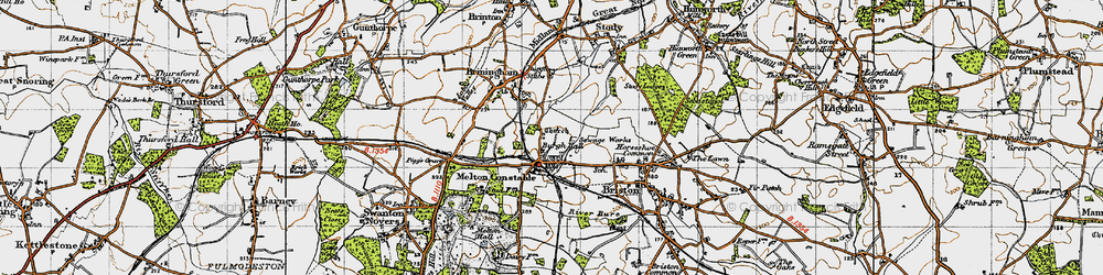 Old map of Melton Constable in 1946