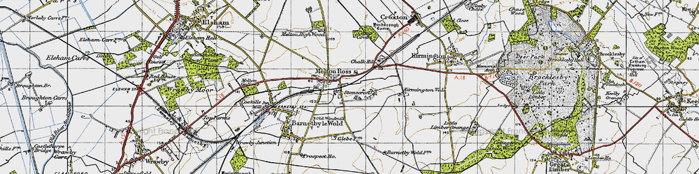 Old map of Melton Ross in 1947