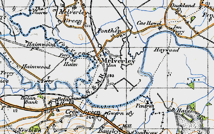 Old map of Melverley in 1947