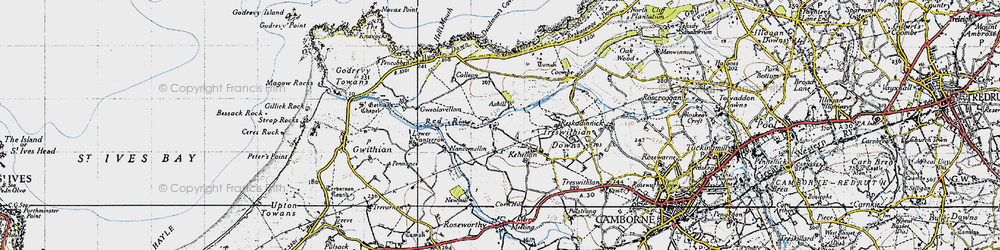Old map of Menadarva in 1946