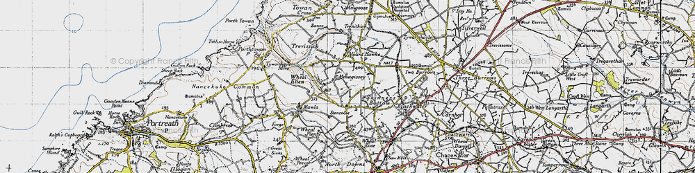 Old map of Menagissey in 1946