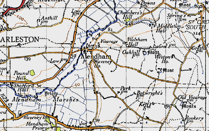 Old map of Mendham in 1946