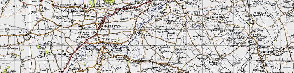 Old map of Mendham in 1946