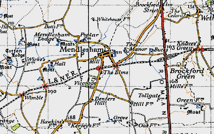 Old map of Mendlesham in 1946