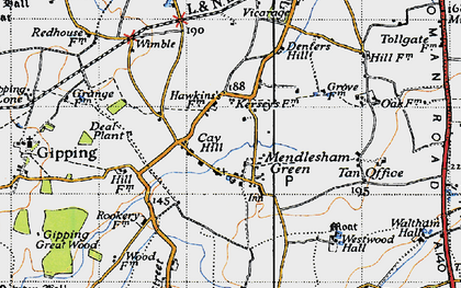 Old map of Mendlesham Green in 1946