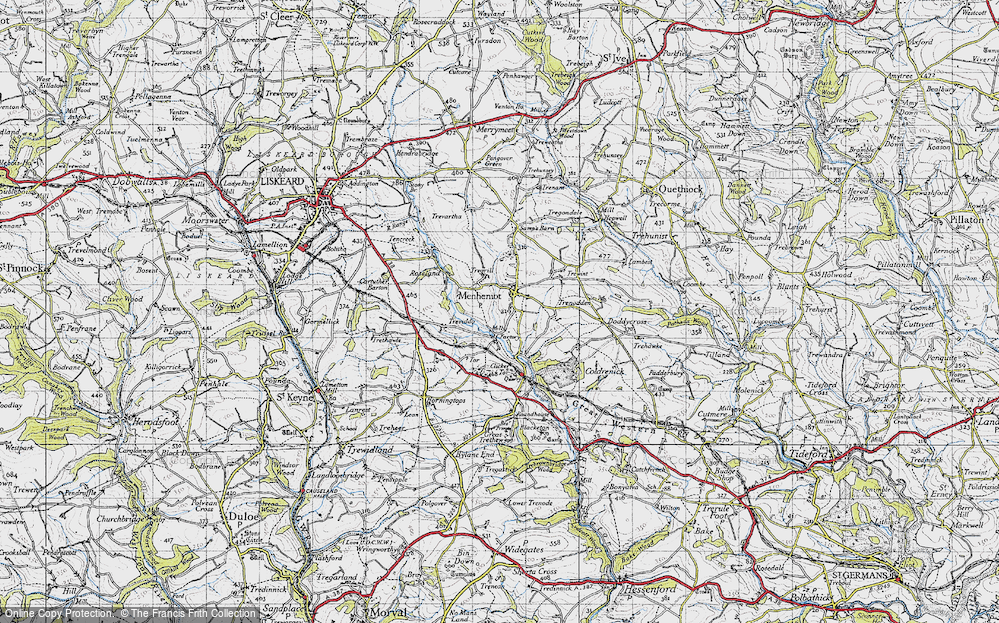 Old Map of Historic Map covering Bodway in 1946