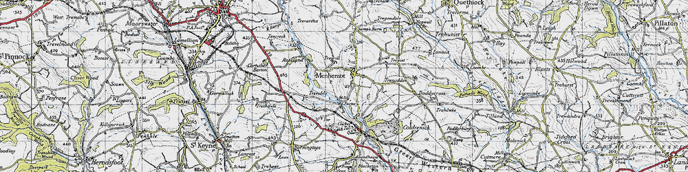 Old map of Menheniot in 1946