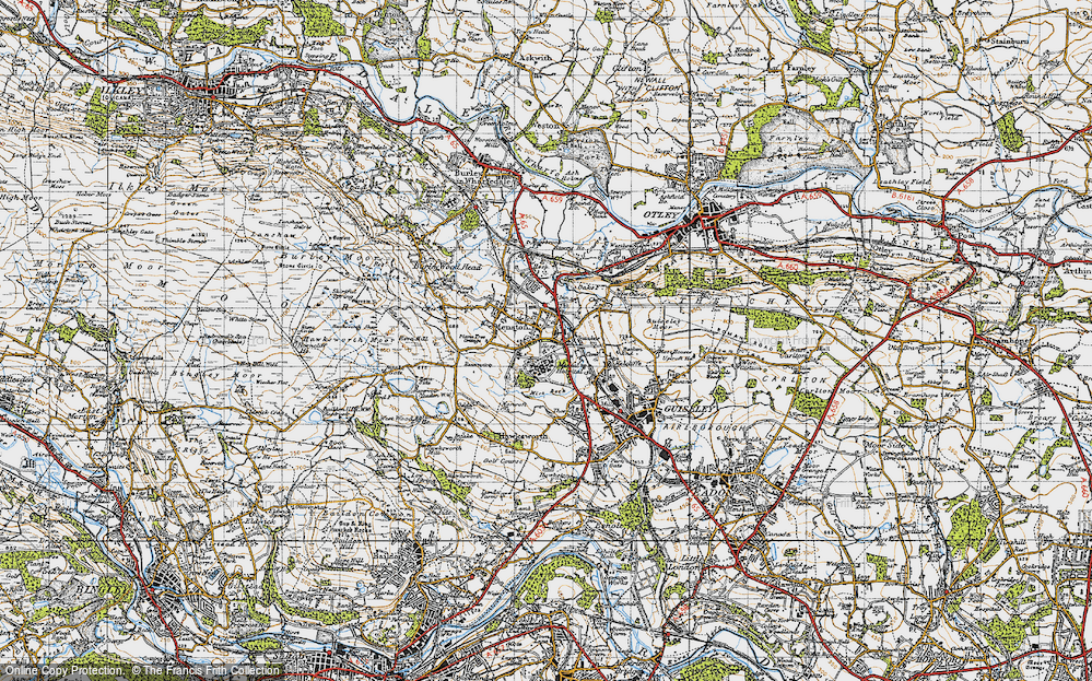 Old Map of Historic Map covering Mire Beck in 1947