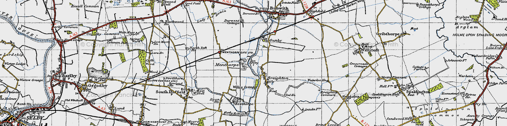 Old map of Menthorpe in 1947