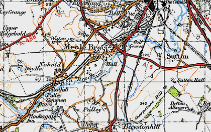 Old map of Meole Brace in 1947
