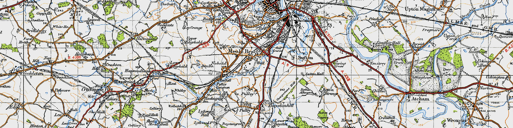 Old map of Meole Brace in 1947