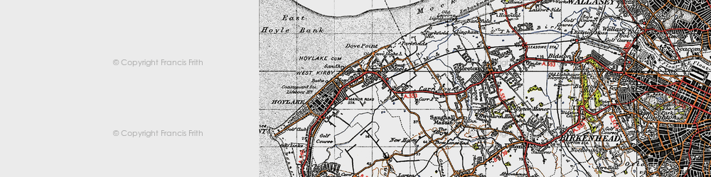 Old map of Meols in 1947