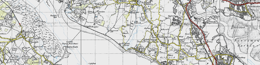 Old map of Titchfield Haven in 1945