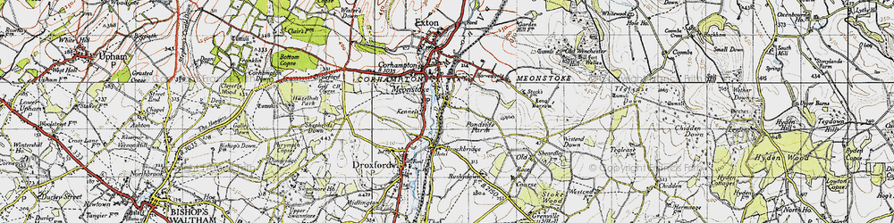 Old map of Meonstoke in 1945