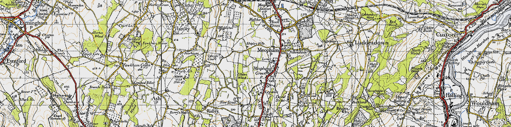 Old map of Meopham Green in 1946