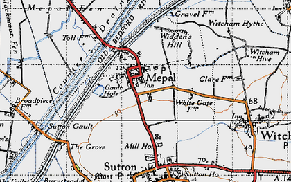 Old map of Witcham Meadlands in 1946