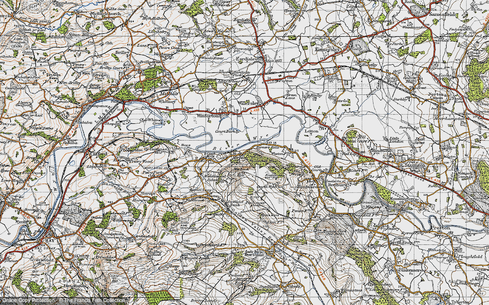 Old Map of Historic Map covering Bredwardine Hill in 1947