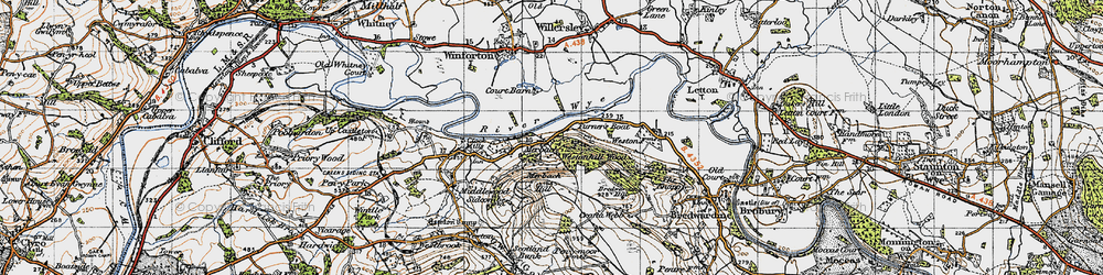 Old map of Bredwardine Hill in 1947