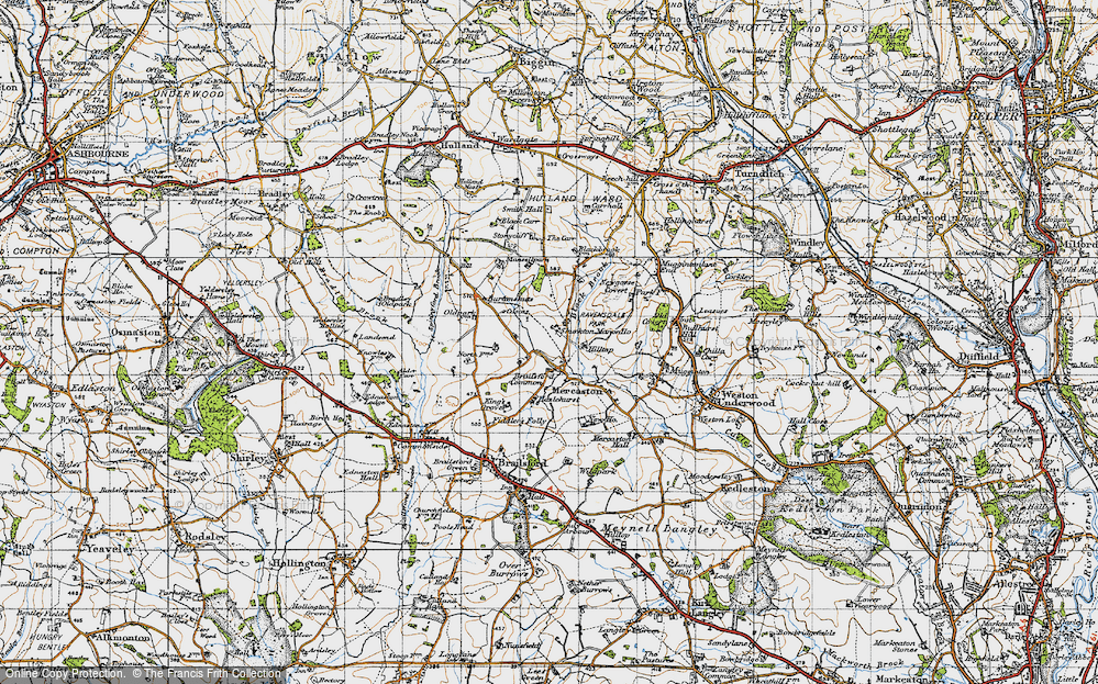 Old Map of Historic Map covering Brailsford Common in 1946