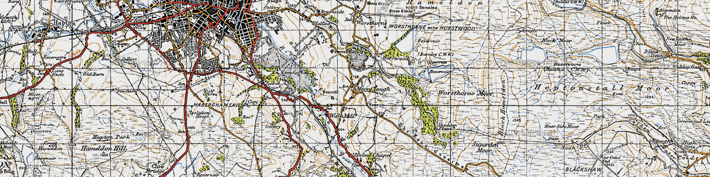 Old map of Mereclough in 1947