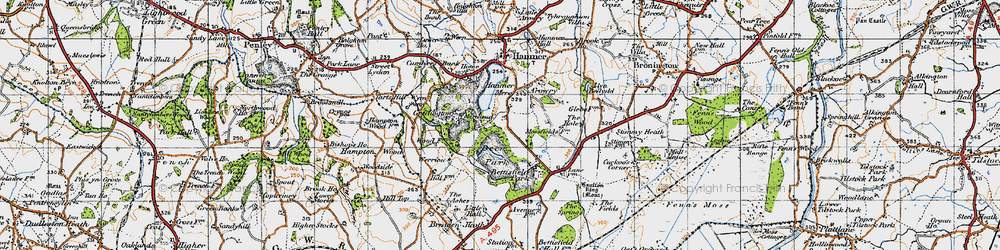 Old map of Merehead in 1947