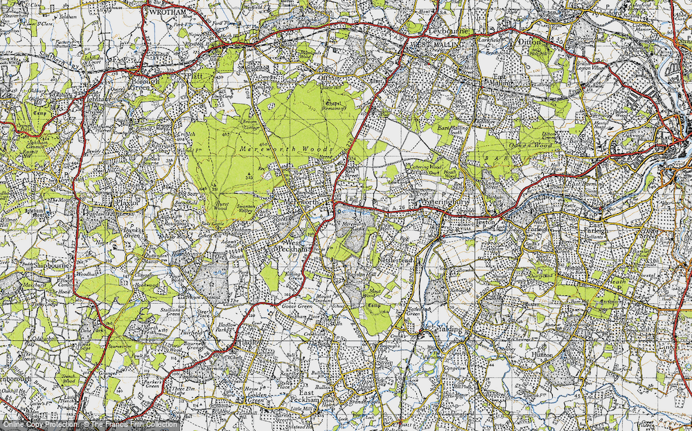 Old Map of Mereworth, 1946 in 1946