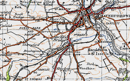 Old map of Merlin's Bridge in 1946