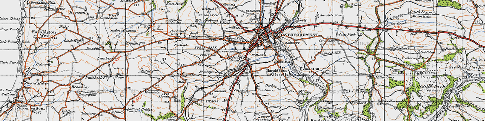 Old map of Merlin's Bridge in 1946