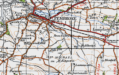 Old map of Merlin's Cross in 1946