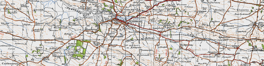 Old map of Merlin's Cross in 1946