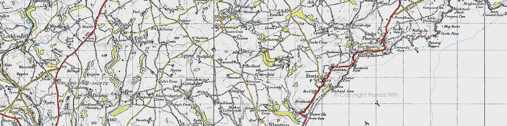 Old map of Whitestone Cross in 1946