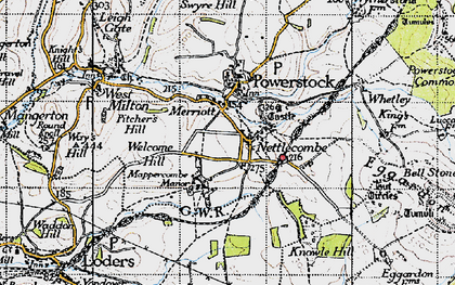 Old map of Bell Stone in 1945