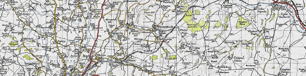 Old map of Bell Stone in 1945