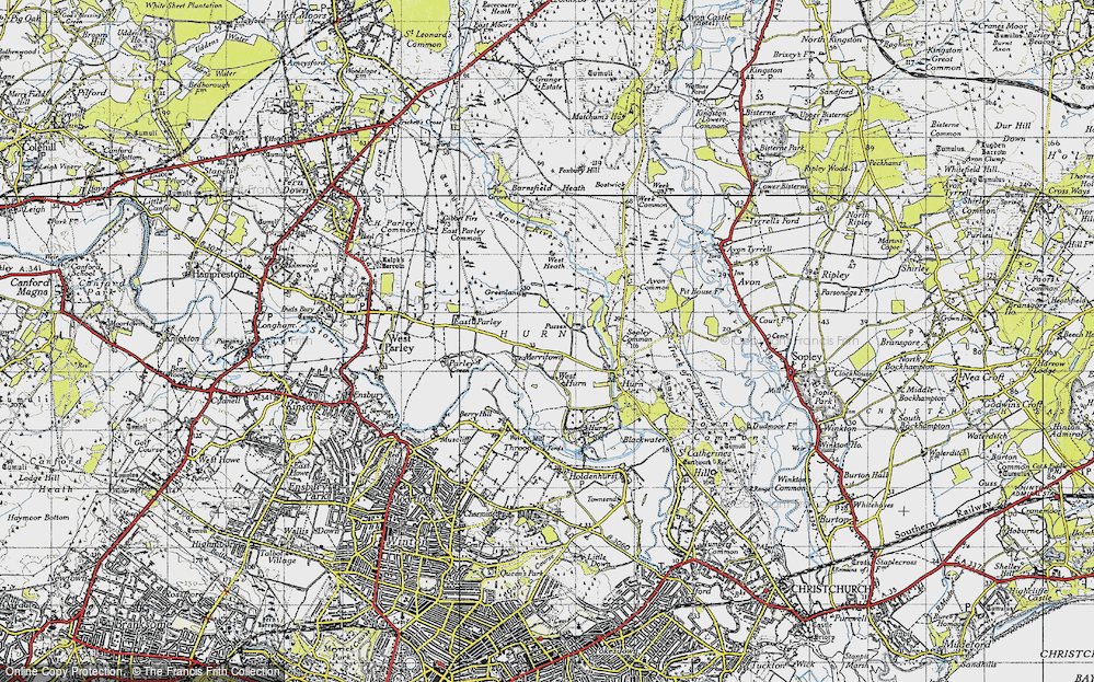 Old Map of Historic Map covering Bournemouth Airport in 1940