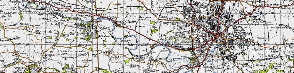 Old map of Merrybent in 1947