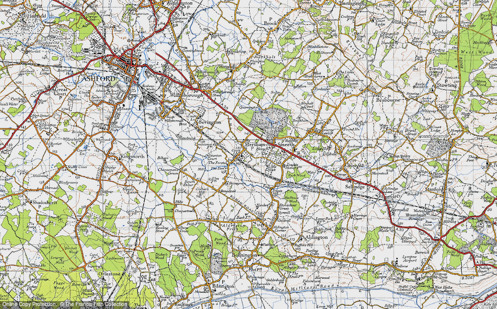 Old Map of Mersham, 1940 in 1940