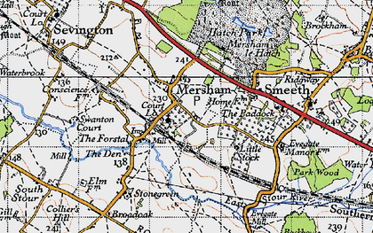 Old map of Mersham in 1940