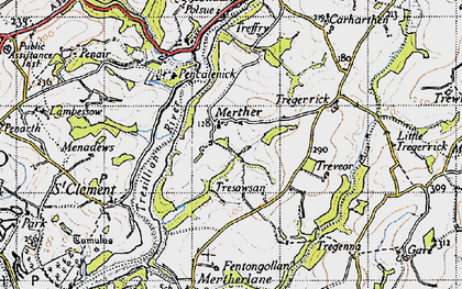 Old map of Merther in 1946