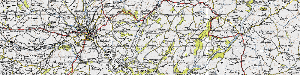Old map of Merther in 1946
