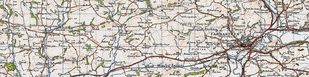 Old map of Merthyr in 1946