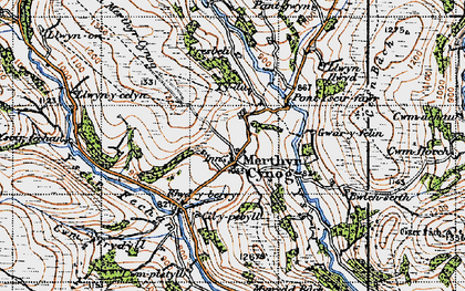 Old map of Merthyr Cynog in 1947