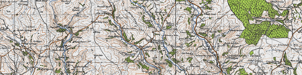 Old map of Merthyr Cynog in 1947